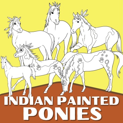 Indian Painted Ponies Coloring Pack