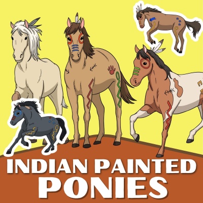 Indian Painted Ponies Coloring Pack Silver