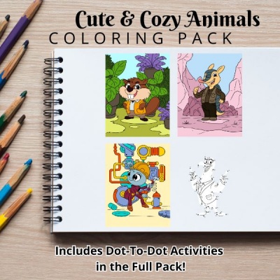Cute and Comfy Animals Couples Full Coloring Pack with CBN and Dot-to-Dot