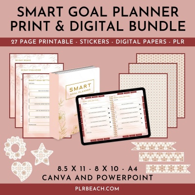 Smart Goal Planner Print and Digital Bundle