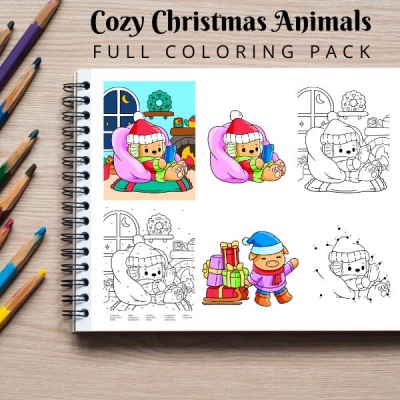 Cozy Christmas Full Coloring Pack with CBN and Dot-to-Dot