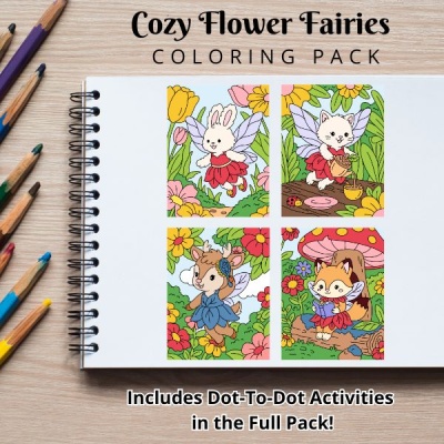 Cozy Flower Fairies Coloring Pack Gold